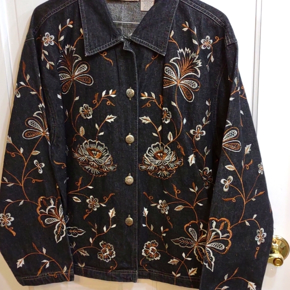 Embroidered Denim Jacket - Picture 1 of 6